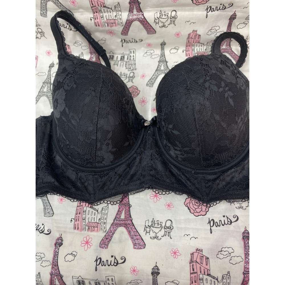 Victorias Secret Body by Victoria Lined Demi Lace Bra Black 36D Underwire